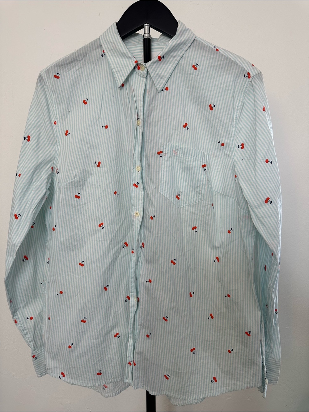 GAP Cherry Print Boyfriend Fit Button-Up Shirt Size L